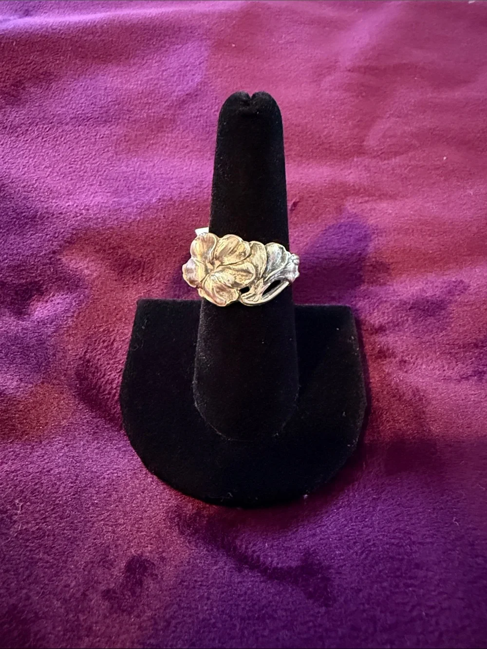 Sterling Silver Floral Spoon Ring - Women's Flower Band